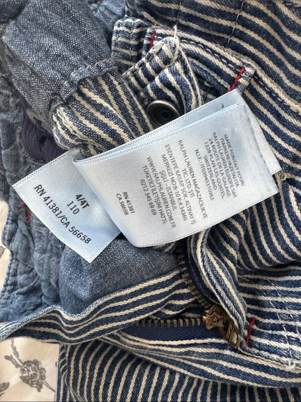 Ralph Lauren Navy and White Striped Kids Shorts